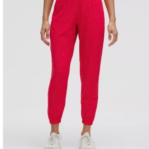 Pants - Red High-Rise Jogger Pants -  Women